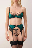 Emerald Green Velvet Floral Unlined Knitted Lingerie Set THMAW26CC00010