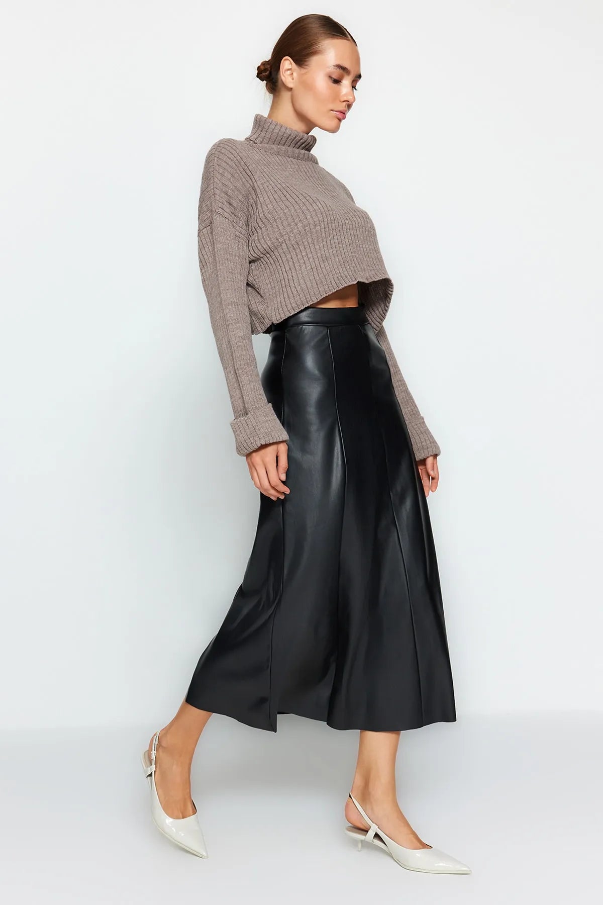 Black Faux Leather High Waist Maxi Skirt