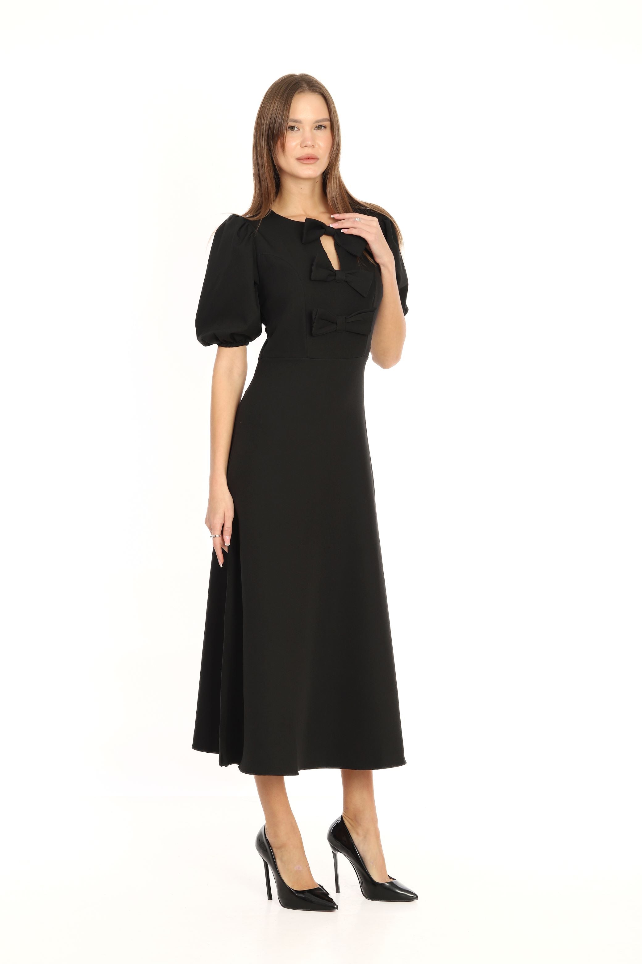 Black Bow Midi Dress