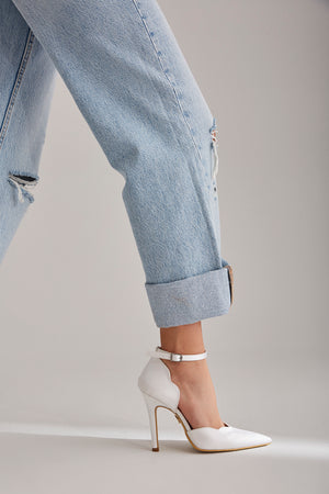Dignity Thin White Satin Stiletto