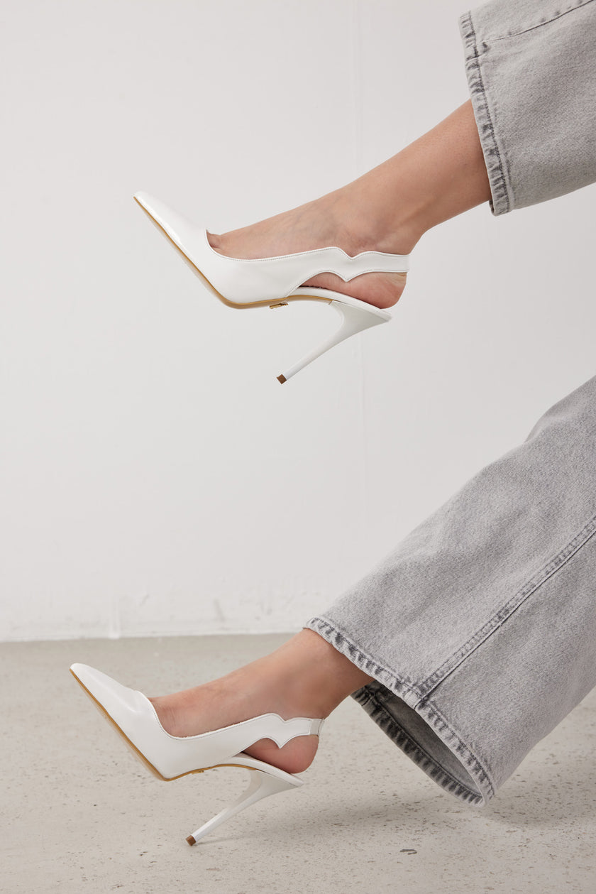 Elisa White Patent Leather Stiletto - PRE OREDER