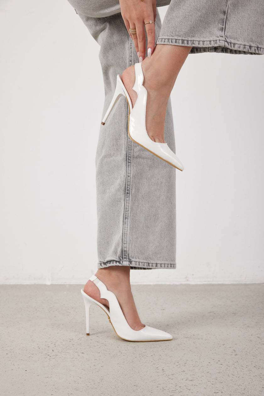 Elisa White Patent Leather Stiletto - PRE OREDER
