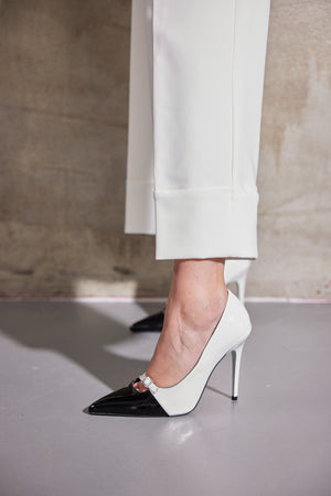 Rita Buckle Detail Black White Stiletto