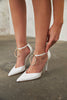 Brightcircle Accessory Detailed  White Patent Leather Stiletto