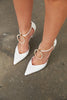 Brightcircle Accessory Detailed  White Patent Leather Stiletto