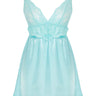 Aqua Green Satin Lace Detailed Rope Strap Knitted Babydoll - Lebbse