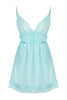 Aqua Green Satin Lace Detailed Rope Strap Knitted Babydoll - Lebbse