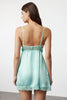 Aqua Green Satin Lace Detailed Rope Strap Knitted Babydoll - Lebbse