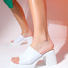 ARVEL White Skin Women's Platform Heeled Slippers - Lebbse