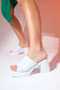 ARVEL White Skin Women's Platform Heeled Slippers - Lebbse