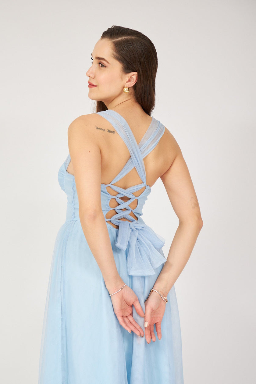 Backless Dress Baby Blue - Lebbse