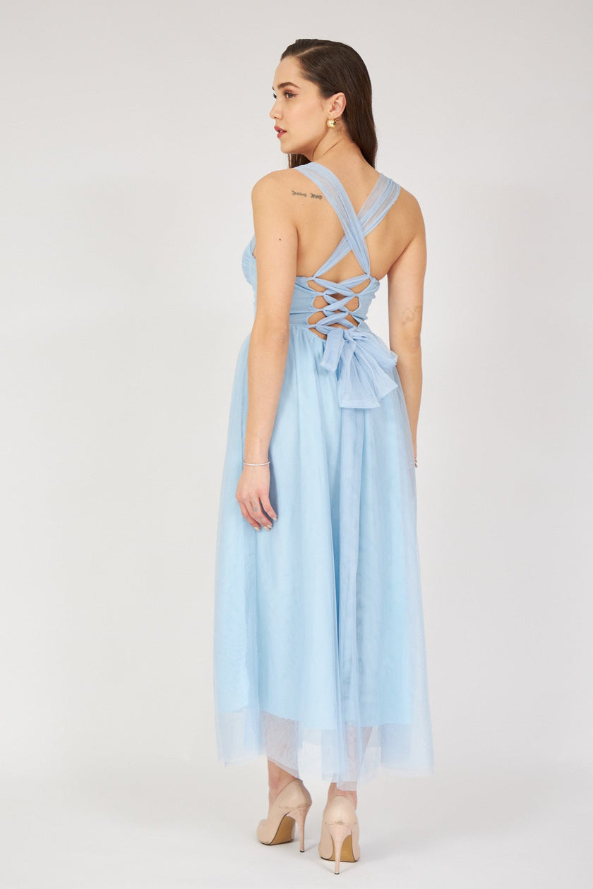 Backless Dress Baby Blue - Lebbse
