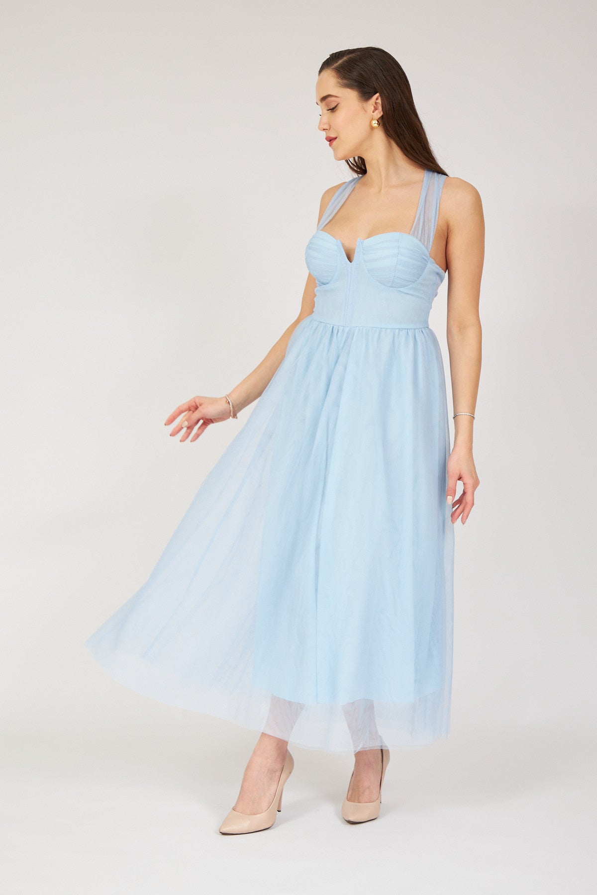 Backless Dress Baby Blue - Lebbse