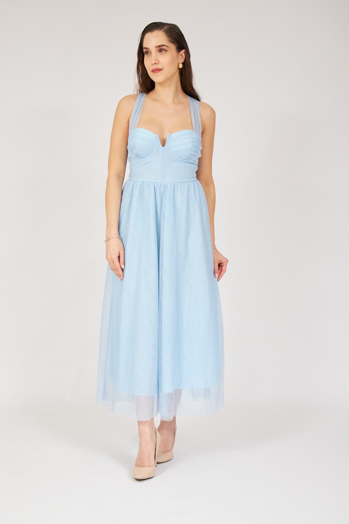 Backless Dress Baby Blue - Lebbse