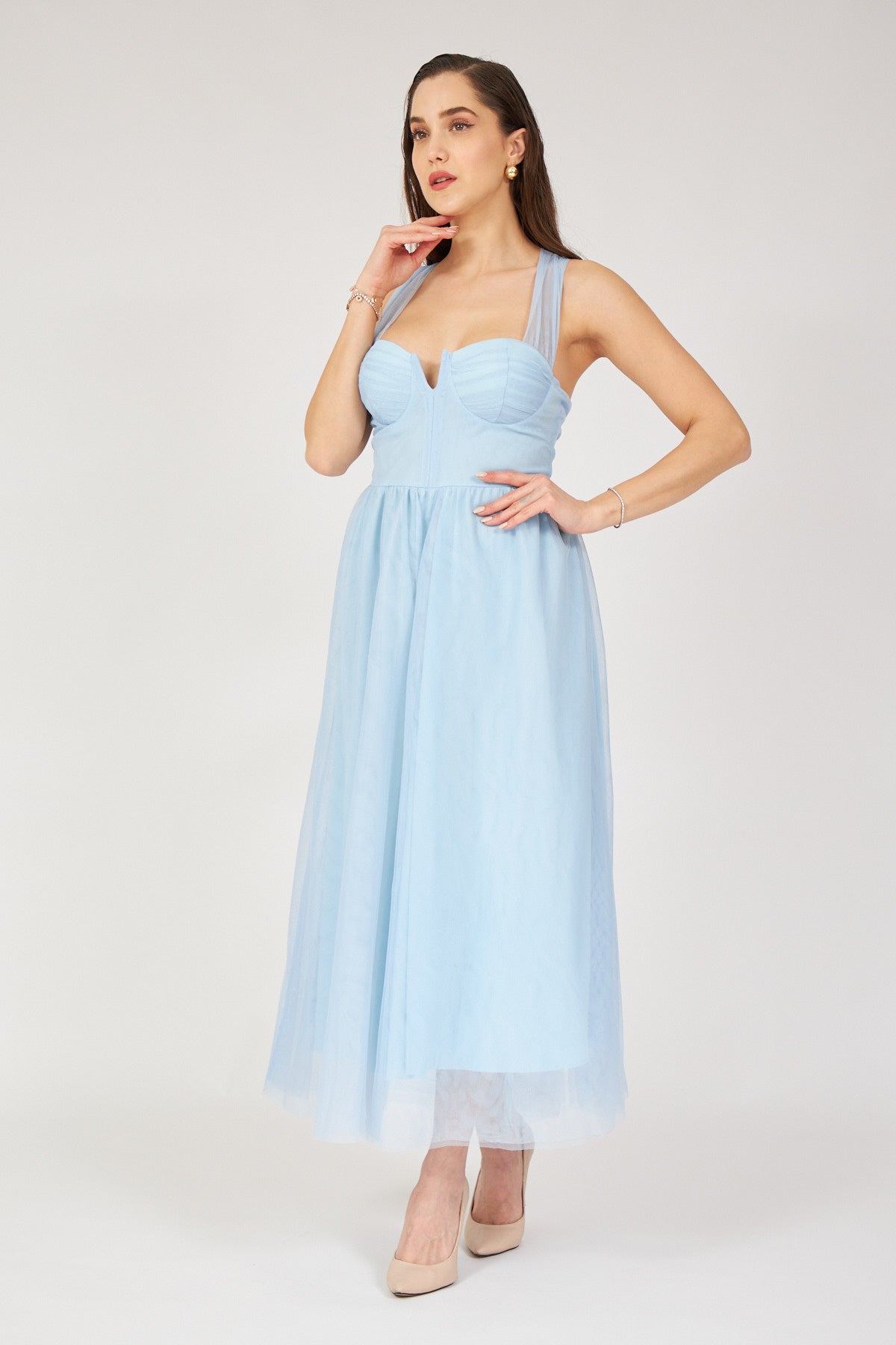 Backless Dress Baby Blue - Lebbse