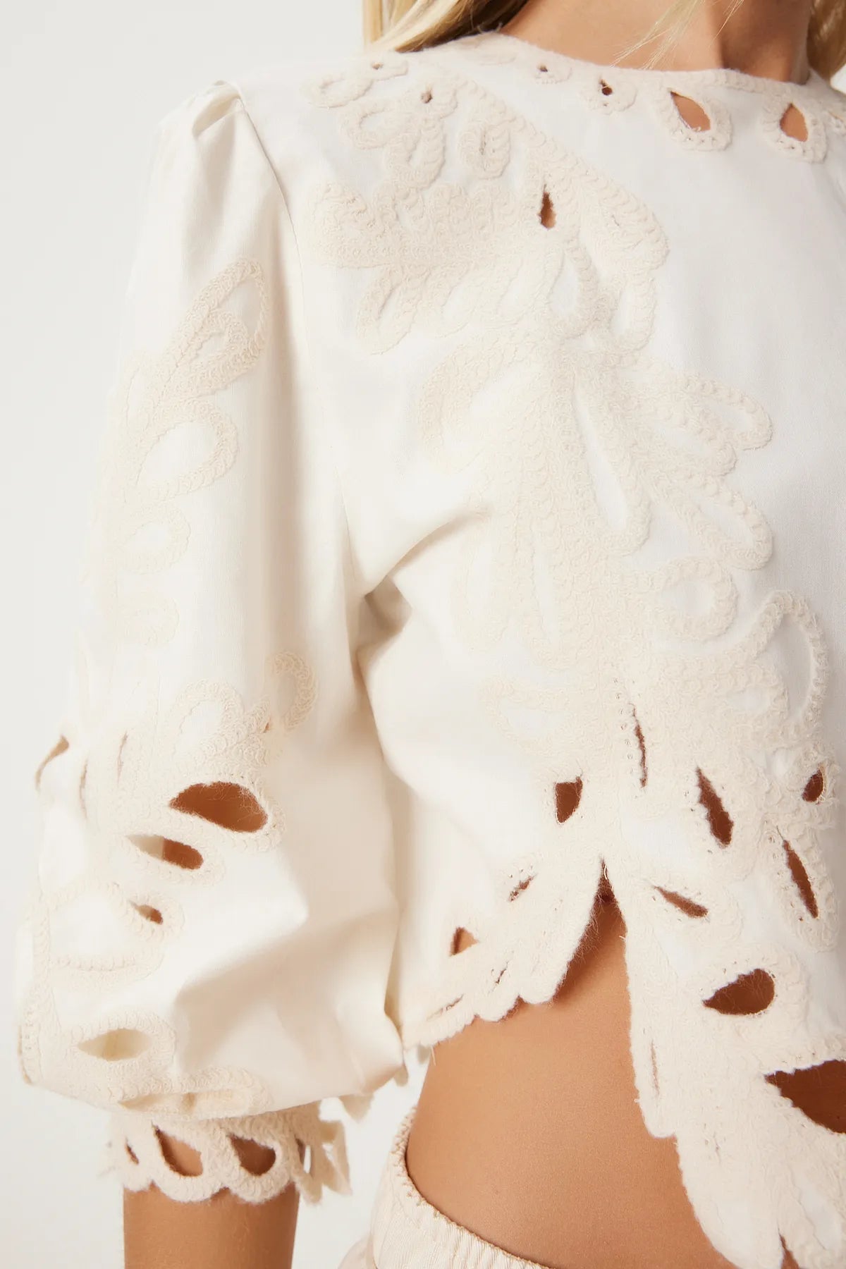 Balloon Sleeve Zippered Crop Blouse | Blouse | November Vibes | Lebbse Balloon Sleeve Zippered Crop Blouse | Blouse | November Vibes | Lebbse