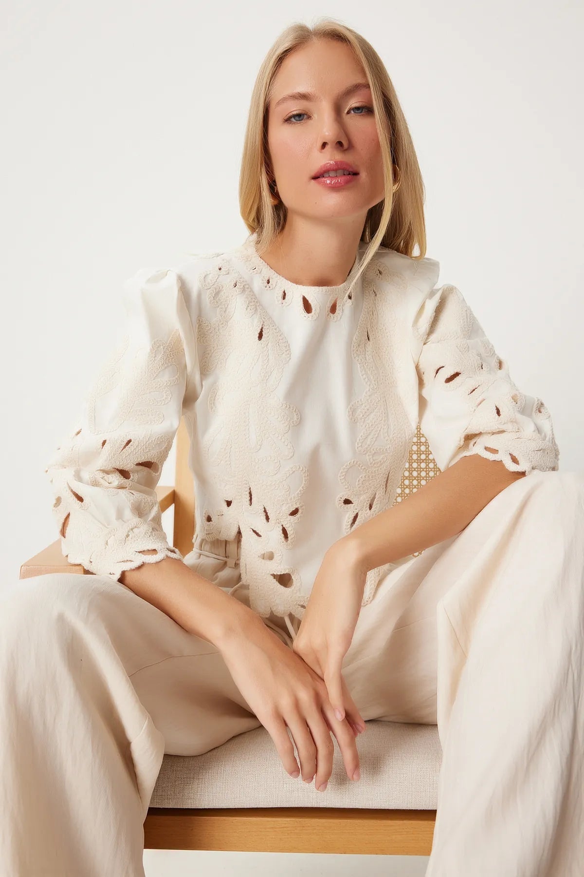 Balloon Sleeve Zippered Crop Blouse | Blouse | November Vibes | Lebbse Balloon Sleeve Zippered Crop Blouse | Blouse | November Vibes | Lebbse