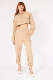 BEIGE BELT SHIRT TROUSERS SUIT - Lebbse
