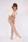 BEIGE COATED BELT TROUSERS - Lebbse