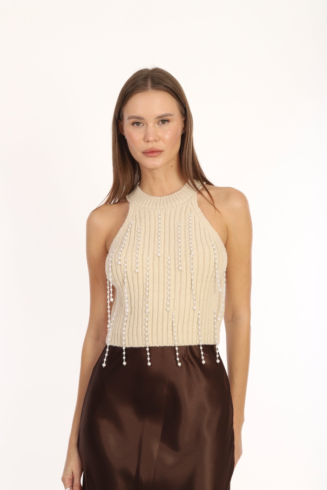 Beige Pearl Detailed Crop - Lebbse