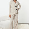 Beige Ribbon Bow Waffle Fabric Knitted Pajama Set - Lebbse