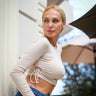 BEIGE SIDE RUBED CROP - Lebbse