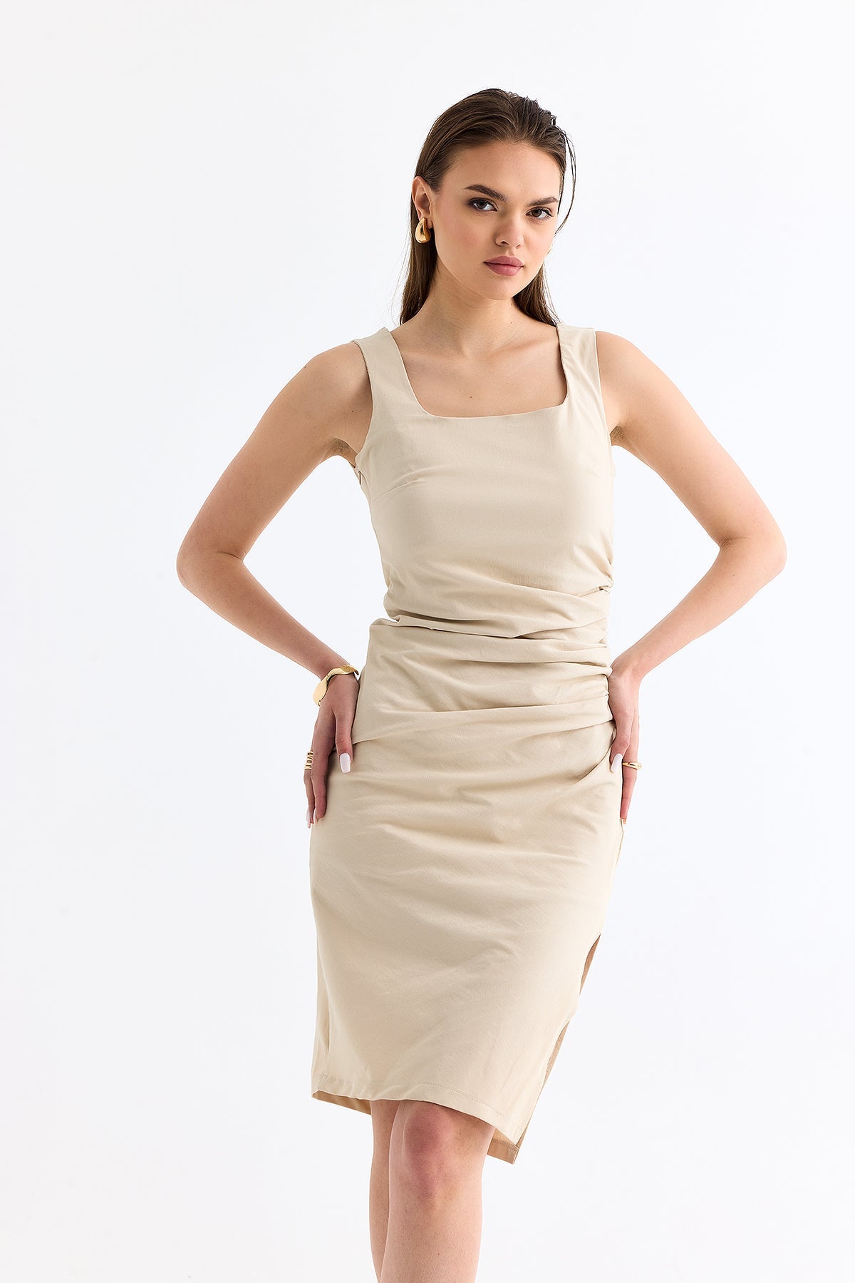 Beige Zero Sleeve Classic | CLOTHES | DRESS | Lebbse Beige Zero Sleeve Classic | CLOTHES | DRESS | Lebbse