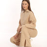 Beige Zipper Detail Tracksuit - Lebbse