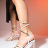 BELLON White Skin Women's Ankle Strap High Heel Shoes - Lebbse