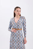 Belted Blue Casual Dress - Lebbse