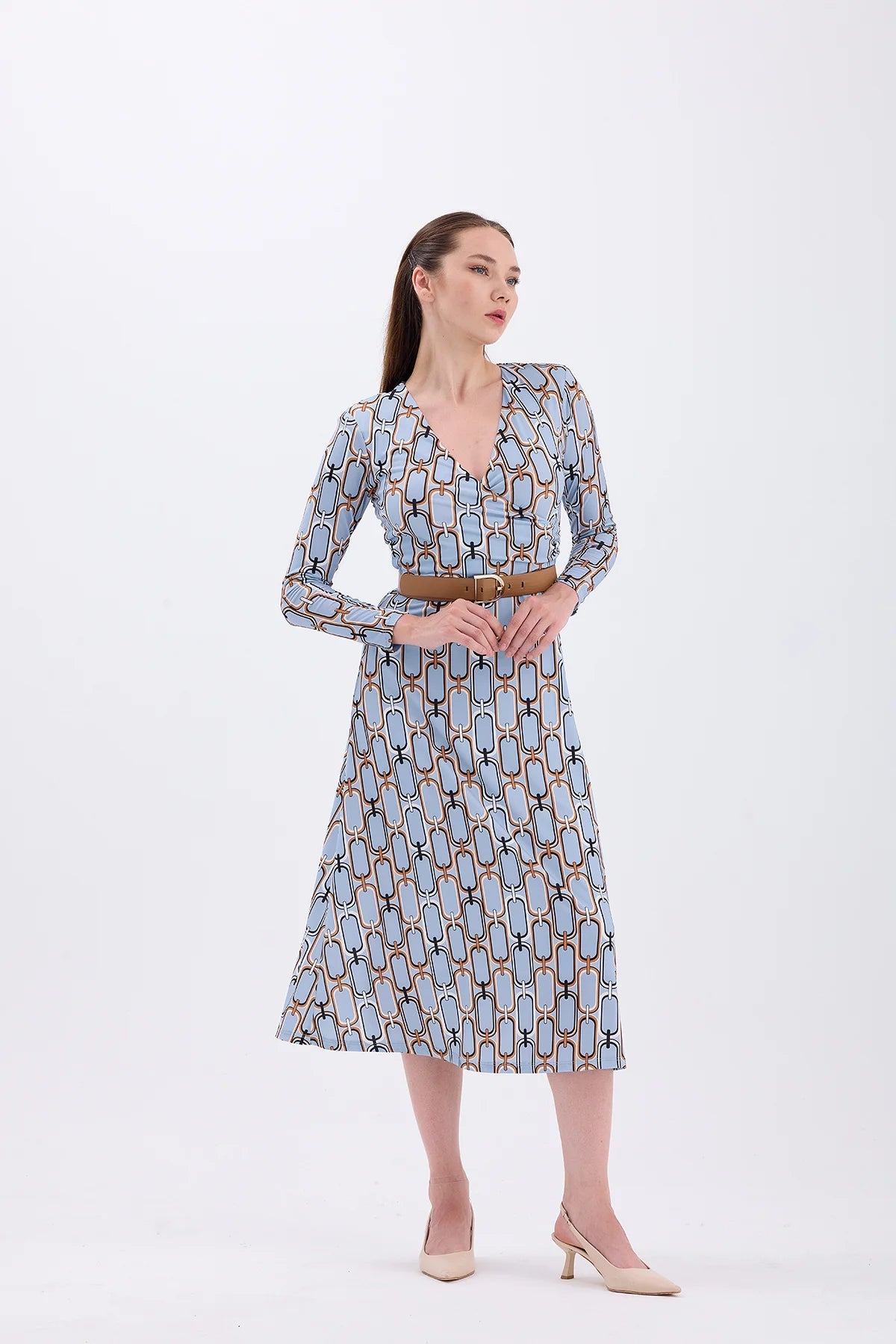 Belted Blue Casual Dress | | Lebbse Belted Blue Casual Dress | | Lebbse