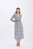 Belted Blue Casual Dress - Lebbse