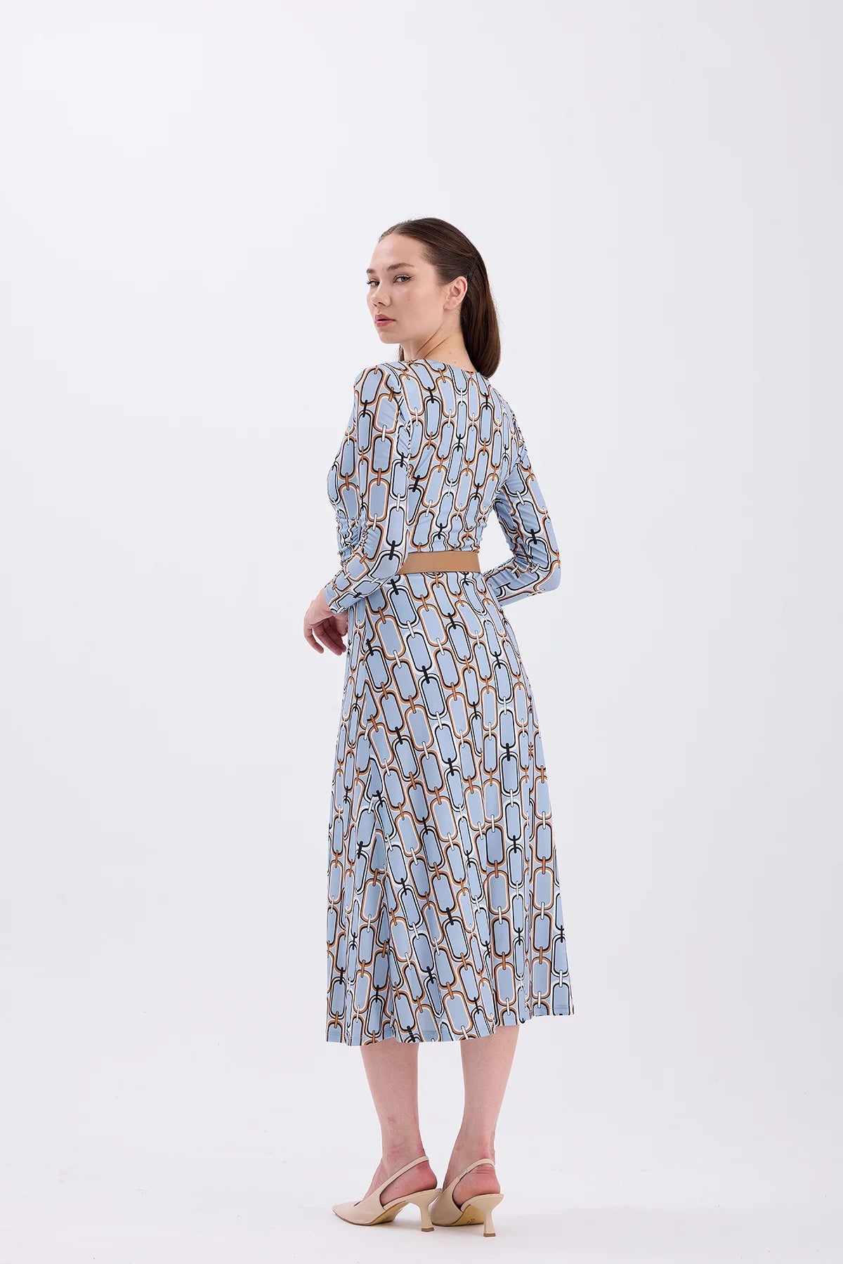 Belted Blue Casual Dress - Lebbse