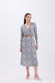 Belted Blue Casual Dress - Lebbse