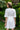 Belted Mini Scallop Dress - WHITE - Lebbse