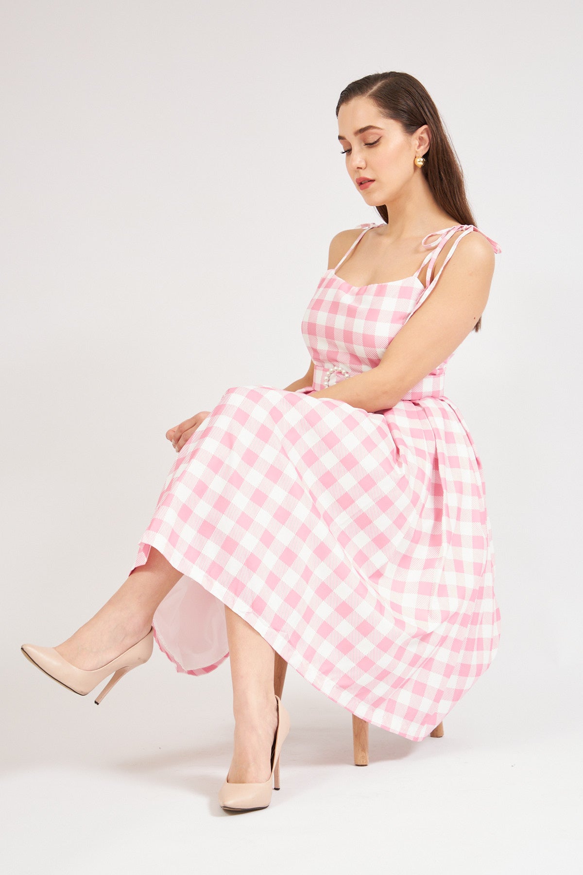 Belted Plaid Dress Pink | CLOTHES | DRESS | Lebbse Belted Plaid Dress Pink | CLOTHES | DRESS | Lebbse