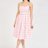 موديلات فساتين مخطط لون وردي - Belted Plaid Dress Pink