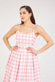 3- موديلات فساتين مخطط لون وردي - Belted Plaid Dress Pink