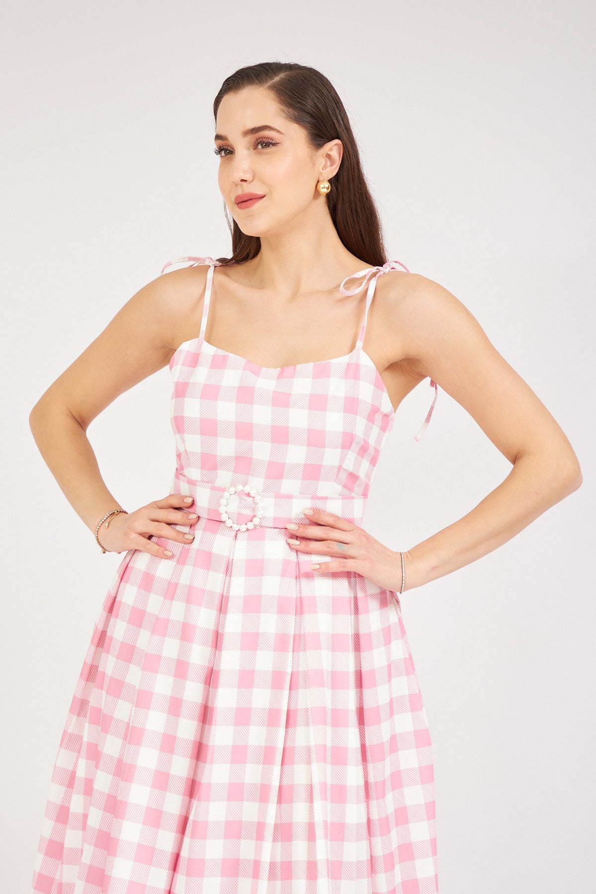 Belted Plaid Dress Pink | CLOTHES | DRESS | Lebbse Belted Plaid Dress Pink | CLOTHES | DRESS | Lebbse