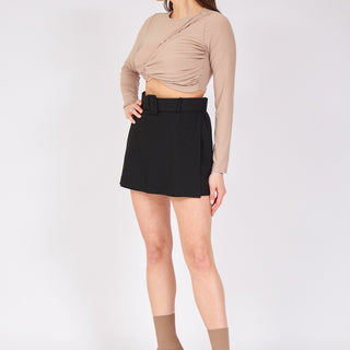 Belted Shorts Skirt Black - Lebbse