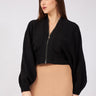 Black Bat Sleeve Zippered Design Cardigan - Lebbse