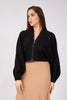 Black Bat Sleeve Zippered Design Cardigan - Lebbse
