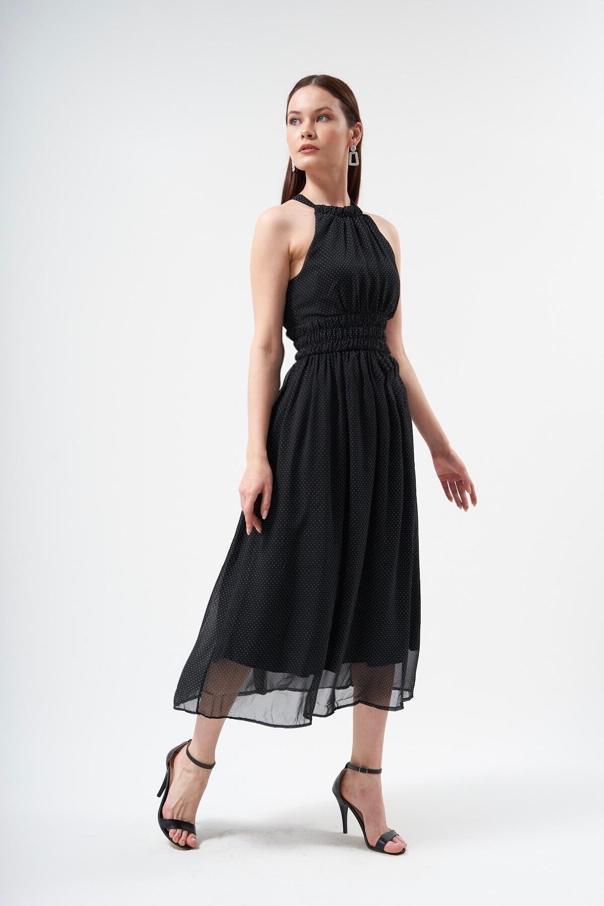 BLACK CLOTHED GIPE DRESS - Lebbse