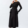 Black Design Rose Detailed Midi Skirt - Lebbse