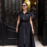 Black Elastic Waist Zero Sleeve Zipper Dress - Lebbse