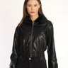 Black Fur Collar Leather Coat - Lebbse