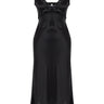 Black Lace Back Detailed Rope Strap Satin Woven Nightgown - Lebbse
