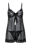 Black Polka Dot Coverless Knitted Babydoll - Lebbse