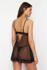 Black Polka Dot Coverless Knitted Babydoll - Lebbse