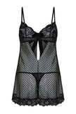Black Polka Dot Coverless Knitted Babydoll - Lebbse